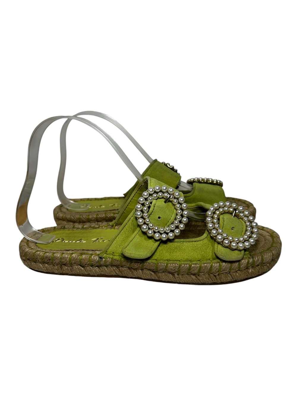 Paula Torres Espadrille Slide Sandals Womens 6 37 Faux Pearl Buckle